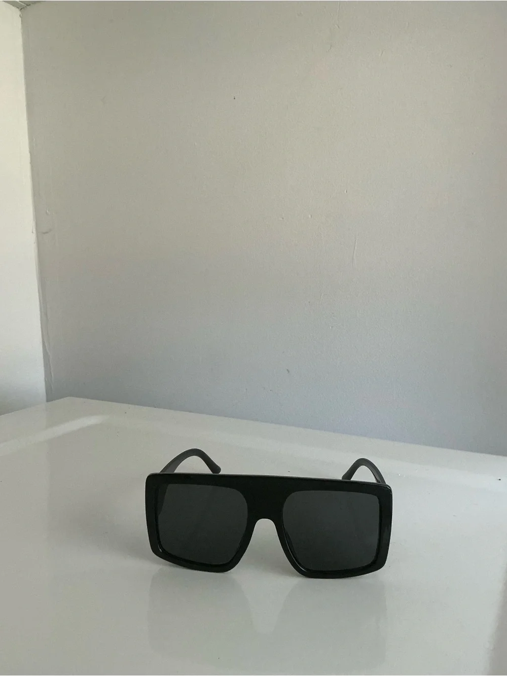 Men's Black Square Shield Sunglasses (Unisex)